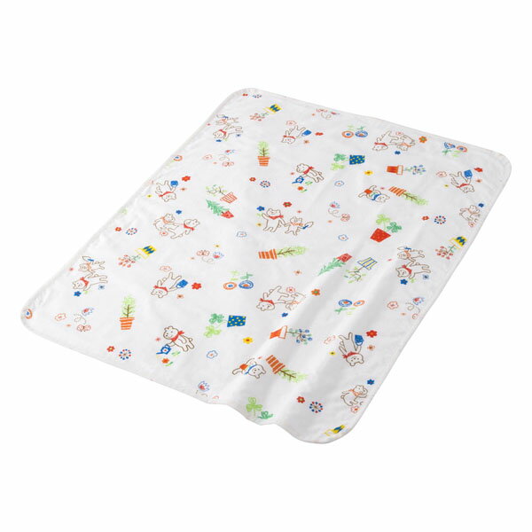 お昼寝ケット(保育園・幼稚園お昼寝用約80×105cm)ガーデニングファミリーW日本製フジキ お昼寝ケットお昼寝4重ガーゼケット