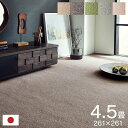 カーペット ラグ 日本 抗菌 消臭 清潔 オーダー 撥水 抗アレル物質 ダニ対策 無地 江戸間 4.5畳 約261×261cm 【メーカー直送商品】☆