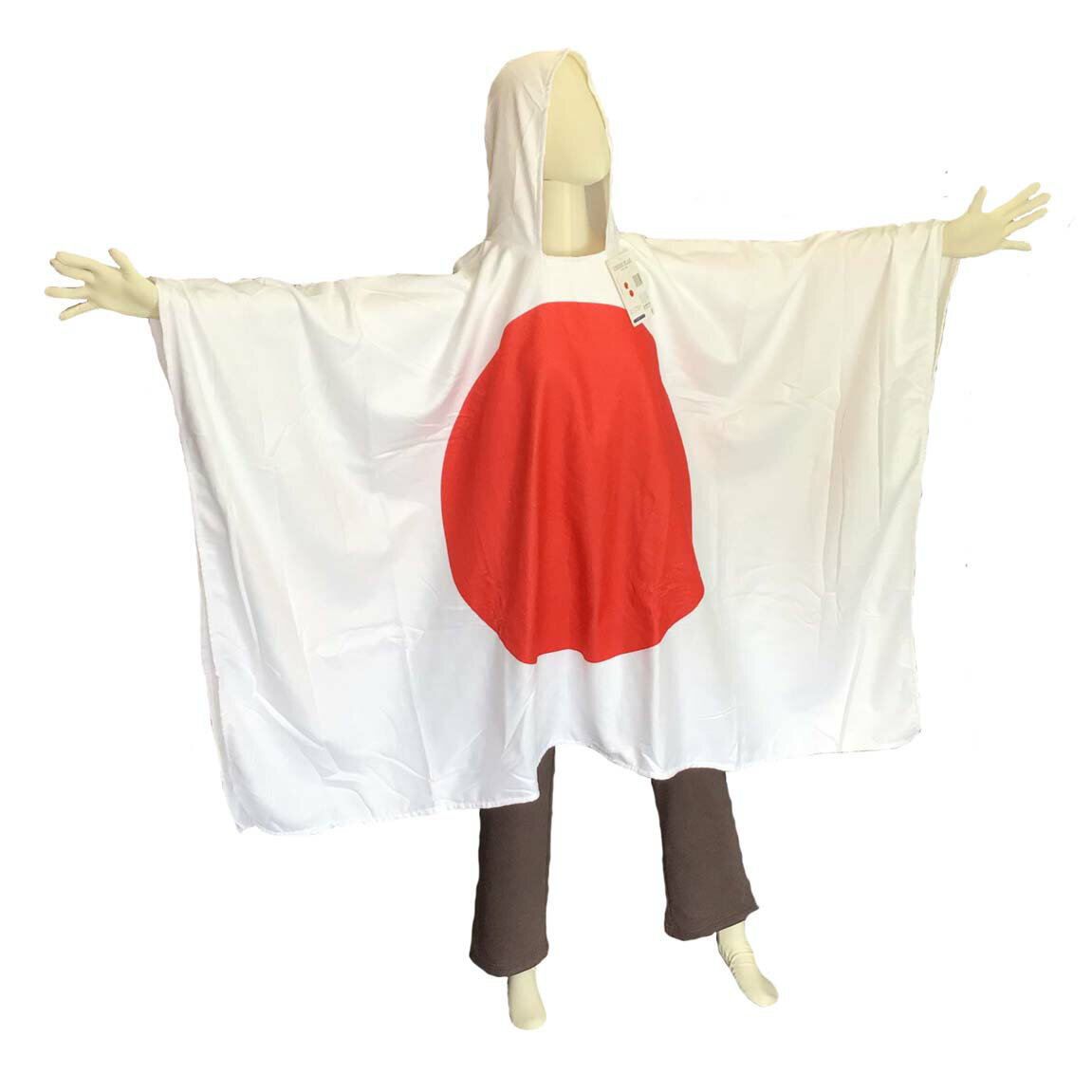 日本代表 応援グッツ がんばれニッポン サッカー 応援 グッツ フード付き ポンチョ 日本 100×150cm 国旗柄 ジャパン コスプレ 衣装 コスチューム ニッポン通販セール サッカー 用品 セール