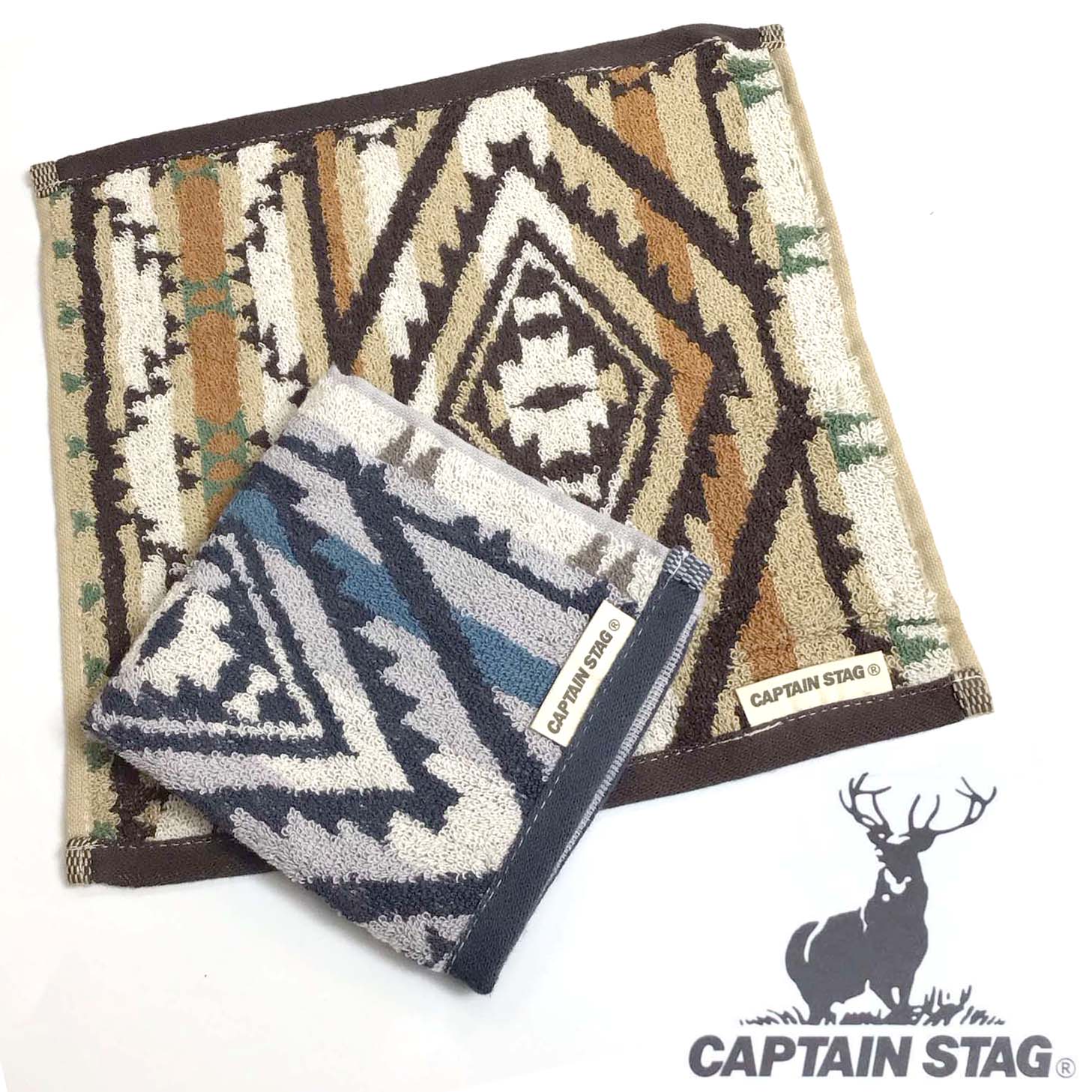 CAPTAIN STAG ハンドタオル ネイティブ 25×25cm キャプテン スタッグ 中厚 綿100％ タオルハンカチ ア..