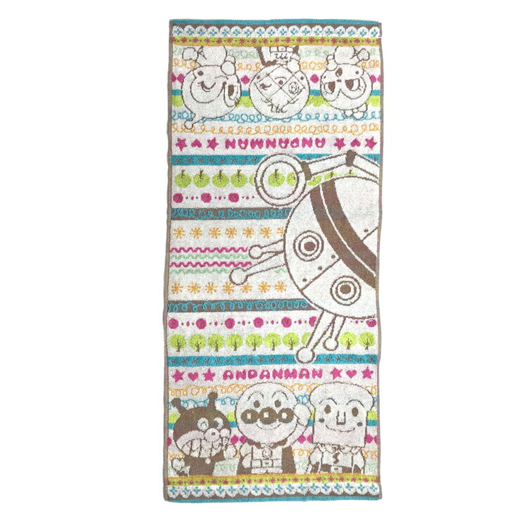 アンパンマン フェイスタオル 34cm×75cm タオル 子供用 しましまランド ばいきんまん コキンちゃん あかちゃんマン カレーパンマン しょくぱんまん ドキンちゃん メロンパンナちゃん おむすびまん ロールパンナ【ちばふとん店】10