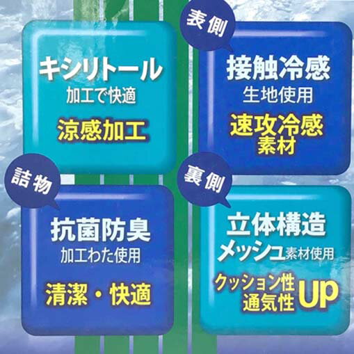 ひんやり グッツ 寝具 枕パット ダブル冷感 キシリトール 接触冷感 50✕58cm 近江兄弟社 メンターム 抗菌防臭 立四隅強化 ゴム付き 対応 枕カバークール爽やか清潔 冷感 速攻冷感素材 立体構造 メッシュ 素材 ちばふとん店 商品 まくら 2