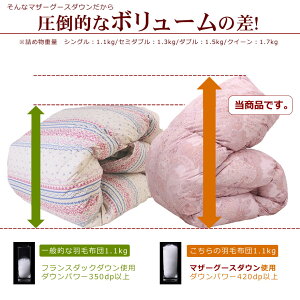 羽毛布団西川マザーグースダウン93%シングルロングサイズ150×210cmダウンパワー420dp以上詰め物1.1kg【TN40147】【TN274】