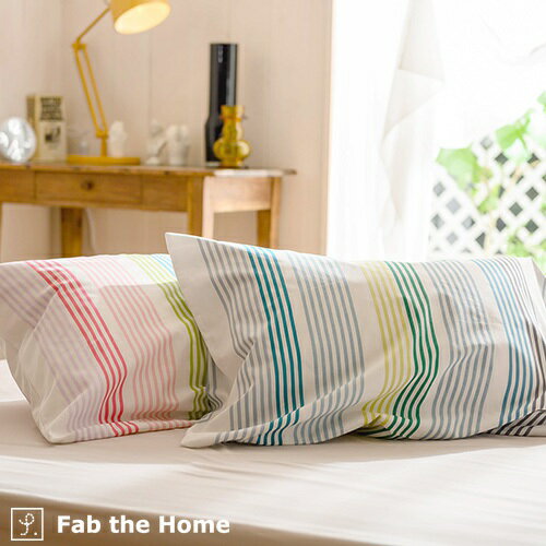 9/1限定★11%OFFクーポン★ Fab the Home Sunshower サンシャワー 枕カバー 44×86cm（43×63cm用） ピロケース 枕カバー 綿100％ 枕大人サイズ ボーダー 封筒式 洗える 吸湿 先染め