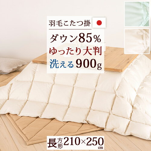 マラソン★最大1万円OFFクーポン 羽毛こたつ掛布団 長方形 210×250cm ホワイトダウン85% 抗菌防臭 ダニ通過防止 静電気抑制加工 0.9kg 日本製 こたつ掛け布団 こたつ布団 ウォッシャブル 洗える 天板が普通