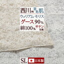 冬 あったか★最大10%OFFクーポン&P5 ウイリアムモリス 羽毛肌掛け布団 シングル ダウンケット 西川 日本製 グース90% 羽毛ふとん 0.3kg 綿1...