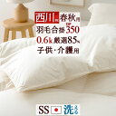 マラソン★最大1万円OFFクーポン 羽毛合掛け布団 セミシングル 西川 【西川掛布団カバー特典付】 介護用 2段ベッド用 小さいシングル 抗菌 ダウン85% 0.6kg DP350 日本製 子供 ジュニア