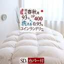 マラソン★最大5,000円クーポン  羽毛合掛け布団 セミダブル ロマンス小杉 合い掛け 増量0.95kg コインランドリー可 羽毛布団 春 秋 用 ダウン93% DP400 抗菌 花粉フリー ダニ対策 日本製 セミダブルロングサイズ