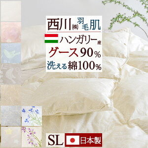 マラソン限定★P10★ 羽毛肌掛け布団 ダウンケット シングル 西川 東京西川 グース 羽毛布団 夏用 洗える 側生地 綿100% ハンガリー産グースダウン90% ふんわり0.3kg 日本製 西川リビング 羽毛肌布団 ウォッシャブル 薄手 薄い シ