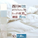 さぁ 春活★最大5,000円クーポン 羽毛肌掛け布団 セミダブル 西川 ダウンケット 夏 洗える 東京西川 羽毛布団 夏用 ホワイトダウン70％ 0.35kg 綿混 抗菌 西川産業 羽毛肌布団 肌掛け布団 ウォッシャブル セミダブルロングサイズ 丸洗い 肌ふ