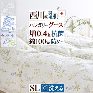 春得1000円クーポン★西川グース羽毛肌掛け布団ダウンケットシングル羽毛布団夏用洗える側生地綿100%ハンガリー産グースダウン90%『増量0.4kg』日本製東京西川西川リビング羽毛肌布団ウォッシャブル薄手シングルロングサイズ