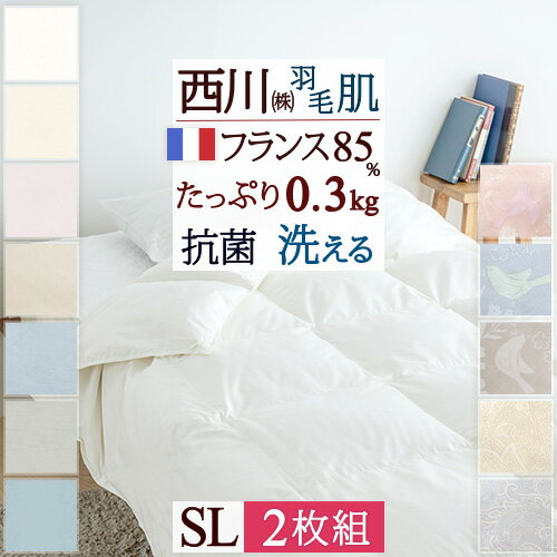 夏!早得★最大5,000円クーポン ダウンケット 西川 シングル 2枚まとめ買い 羽毛肌掛け布団 夏 洗えるフランス産ホワイトダウン85％ 0.3kg 東京西川 西川リビング 肌掛け布団 羽毛布団 夏用 抗菌 羽毛肌布団 シングルロングサイズ 丸洗い