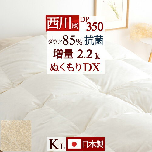 25日20時〜4H限★P5倍＆1,000円クーポン★ 羽毛布団 キングサイズ 西川 東京西川 抗菌 『増量2.2kg』 西川厳選ダウン85% ぬくもり仕上DX DP350 日本製 リビング 羽毛掛け布団 羽毛ふとん