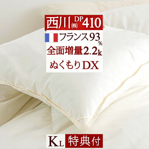 夏!早得★最大5 000円クーポン 羽毛布団 西川 キングサイズ 【掛布団カバー等特典付】 増量 2.2kg DP410 フランス産 ダウン93% 東京 西川リビング 日本製 抗菌加工 ぬくもり仕立て 掛け布団 ふ…