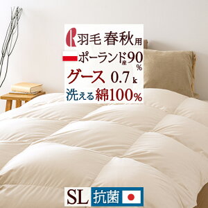 40H限定P5倍16日9時迄&1000円クーポン★【西川掛布団カバー特典付】羽毛合掛け布団シングルロマンス小杉合い掛け0.7kg羽毛布団春秋ポーランド産ホワイトグースダウン90%軽量生地送料無料DP380日本製シングルサイズ