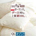 春得盛★1,000円クーポン★4/6 AM迄 羽毛布団 合掛け布団 クイーン 春秋用 ポーランド産ホワイトグースダウン90% DP400 ふんわり1.0kg 綿100% 羽毛合掛け布団 羽毛合い掛け布団 日本製 寝具 羽毛ふとん 羽毛掛布団 クィーン クイーンロングサイズ