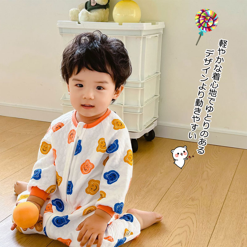 パジャマ キッズ オールインワン ファスナー開閉 子供服 キッズスリーパー 春秋冬 ...