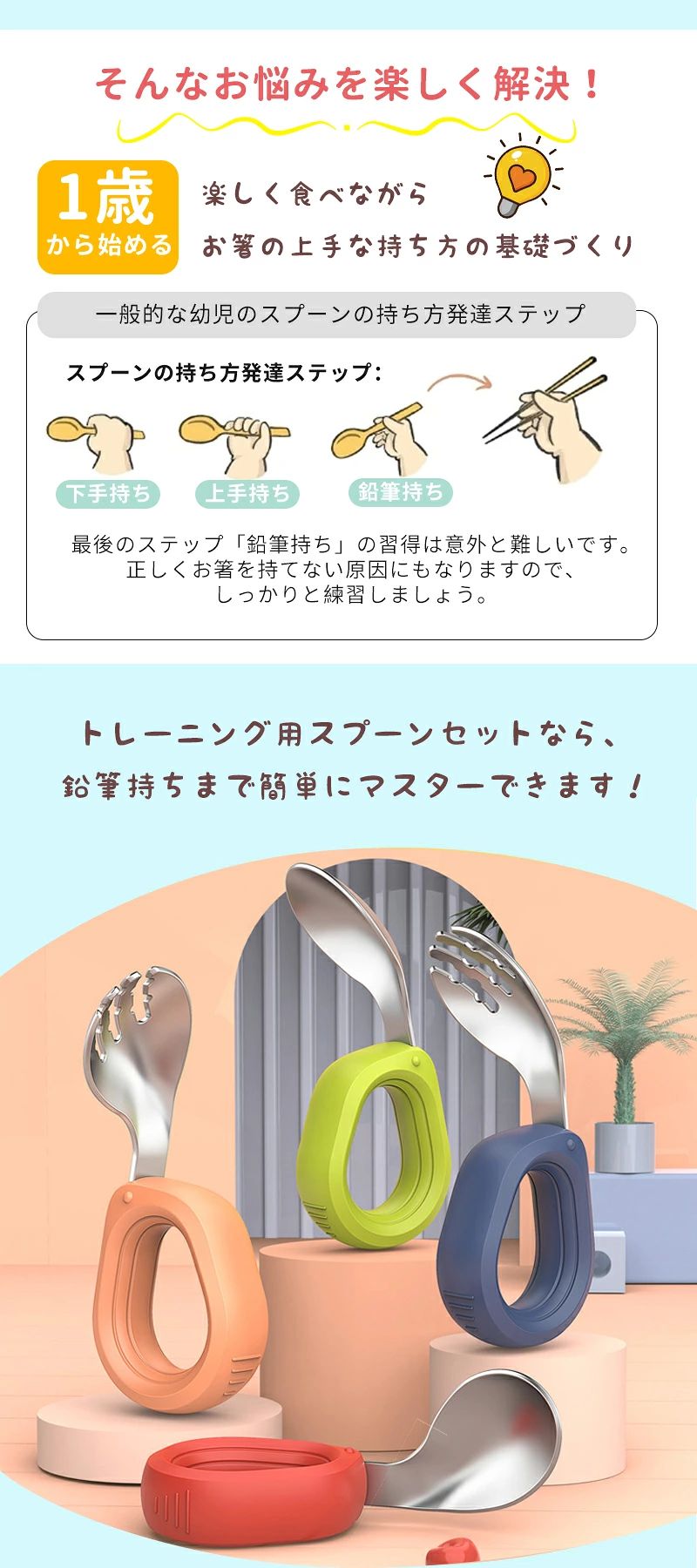 スプーン 子供 ベビー フォーク2点セット 幼児用 練習 出産祝い ギフト 離乳食 ト...