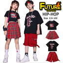 キッズダンス衣装 セットアップ 赤 チェック柄 スカート 黒 へそ出し 半袖 黒 tシャツ 半ズボン レッド 韓国 k-pop衣装 ヒップホップ ダンス衣装 女...