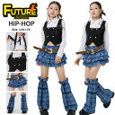 青 k-pop 衣装 キッズ ダンス衣装 セットアップ チェック柄 長袖 ベスト シャツ ヒップホップ へそ出し チアダンス アイドル 衣装 女の子 トップス ...