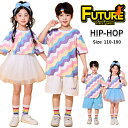 チア ダンス衣装 虹色 白tシャツ チュールスカート キッズダンス衣装 セットアップ 虹 波模様 ショートパンツ tシャツ トップス 半袖 ヒップホップ チアダ...