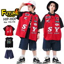 k-pop 衣装 柄シャツ 赤 半袖 キッズ ダンス 衣装 デニムパンツ レッド ジャケット セットアップ ヒップホップ 青パンツ ハーフパンツ 男の子 ガール...