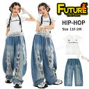 k-pop 衣装 白トップス デニム キッズ へそ出し ダンス衣装 女の子 セットアップ ホワイトtシャツ ダメージパンツ カーゴパンツ ジーパン グローブ 韓...