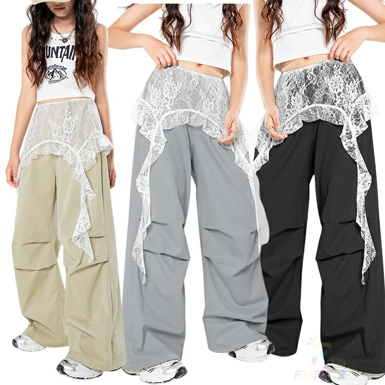k-pop 衣装 カーゴパンツ k-pop 衣装 ダンス衣装 キッズ レース ワークパンツ ヒップホップ レース パ..