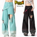デニム カーゴパンツ ワイドパンツ ダメージ デニム デニムパンツ レディース ダンスパンツ 長ズボン 大きいサイズ ゆったり パンツ ブラック グリーン ダン...
