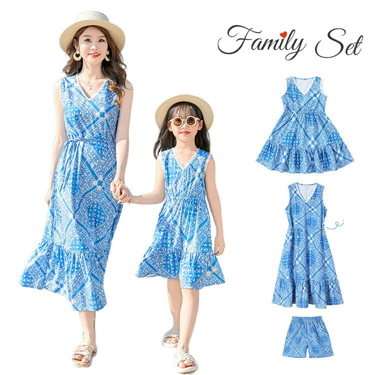 親子 ペアルック ワンピース リンクコーデ 親子 セット ママ 娘 おそろい アロハシャツ 夏 赤ちゃん 女..
