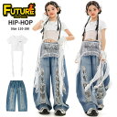 k-pop 衣装 キッズ ダンス衣装 セットアップ デニム へそ出し シャツ パンツ 長パンツ ボロボロ 女の子 カッコイイ ヒップホップ ガールズ ロングパン...