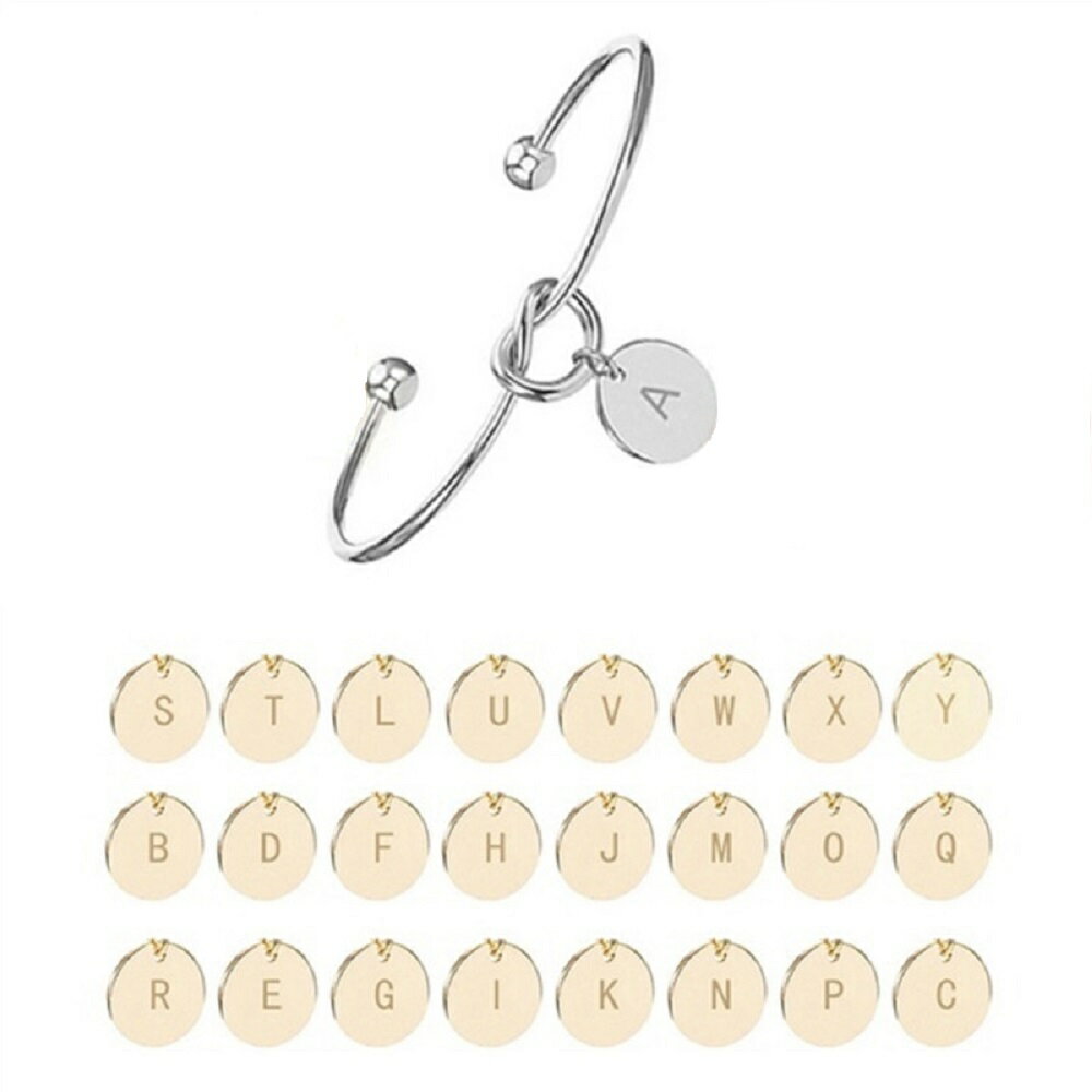 【期間限定DEALポイントバック15%】【普通郵便発送】 【在庫限り】 A〜Zの内、A〜T イニシャル ブレスレット イニシャルチャーム イニシャルプレート 結...