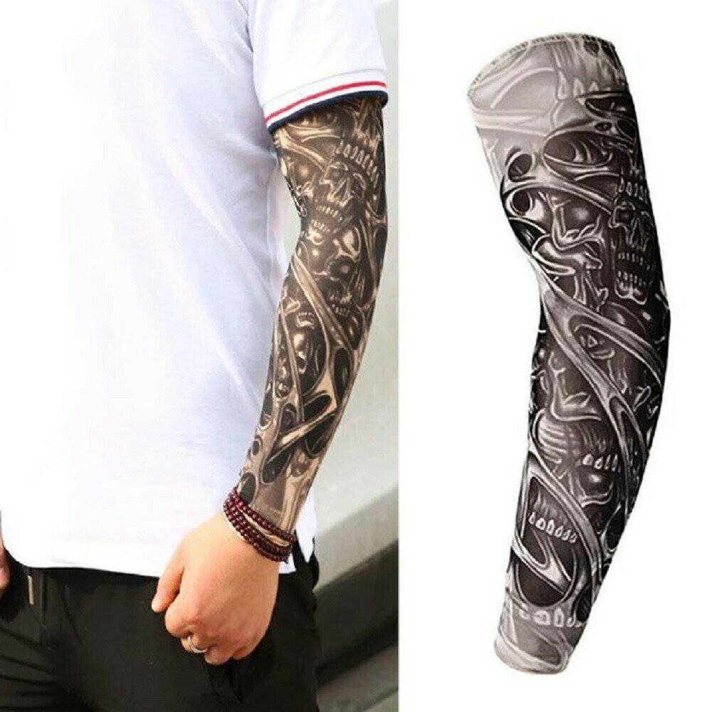 【期間限定DEALポイントバック15％】 1枚 単品 tattoo タトゥー アームスリーブ 腕カバー ロングタイプ 日焼け止め　紫外線カット uv効果 キャンプ スポーツ 釣り 登山 刺青 イレズミ 墨 ギャング フェイク 宴会 ドッキリ サプライズ クラブ ゴルフ 演劇