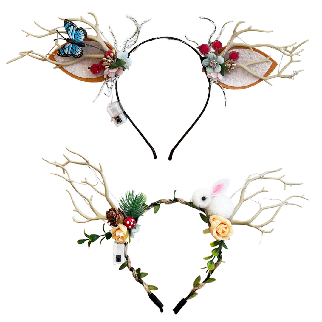 クリスマス カチューシャ 光る トナカイ 角 2種 LED 映えカチューシャ ツノ 鹿 シカ キラキラ 電飾 ホリデー グッズ パーティー ハロウィン 仮装 華...