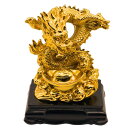 【在庫限り】【期間限定DEALポイントバック15%】 風水 黄金龍 黒台座 ゴールドドラゴン 置物 干支 辰 福 龍 竜 十二支 縁起物 おしゃれ かっこいい ...