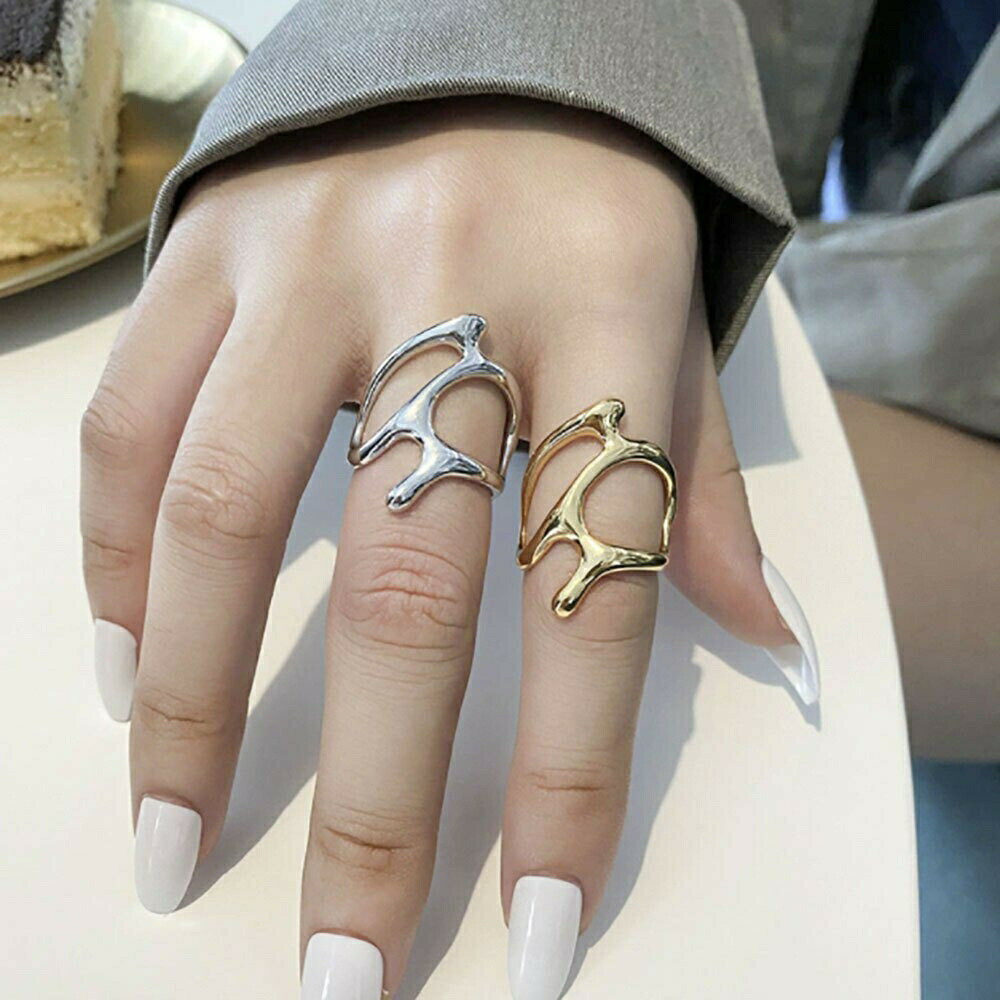 【在庫限り】【期間限定DEALポイントバック15%】【普通郵便発送】 リング アメーバ 不規則 オープンリング シルバー 指輪 アクセサリー ヒップホップ アク...