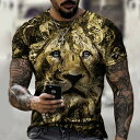 【期間限定DEALポイントバック15%】 【在庫限り】 Tシャツ ライオン 半袖 L 黄色 ゴールド 猛獣 百獣の王 アニマル 顔 平和 シンボル 迫力 病みか...
