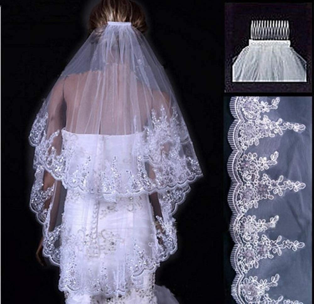 【期間限定DEALポイントバック15%】 コーム付きロングベール 150cm ウエディング ロング丈 結婚式 披露宴 花嫁 ブライダル 刺繍 レース チュール 挙式 スパンコール スパングル プレゼント 舞台