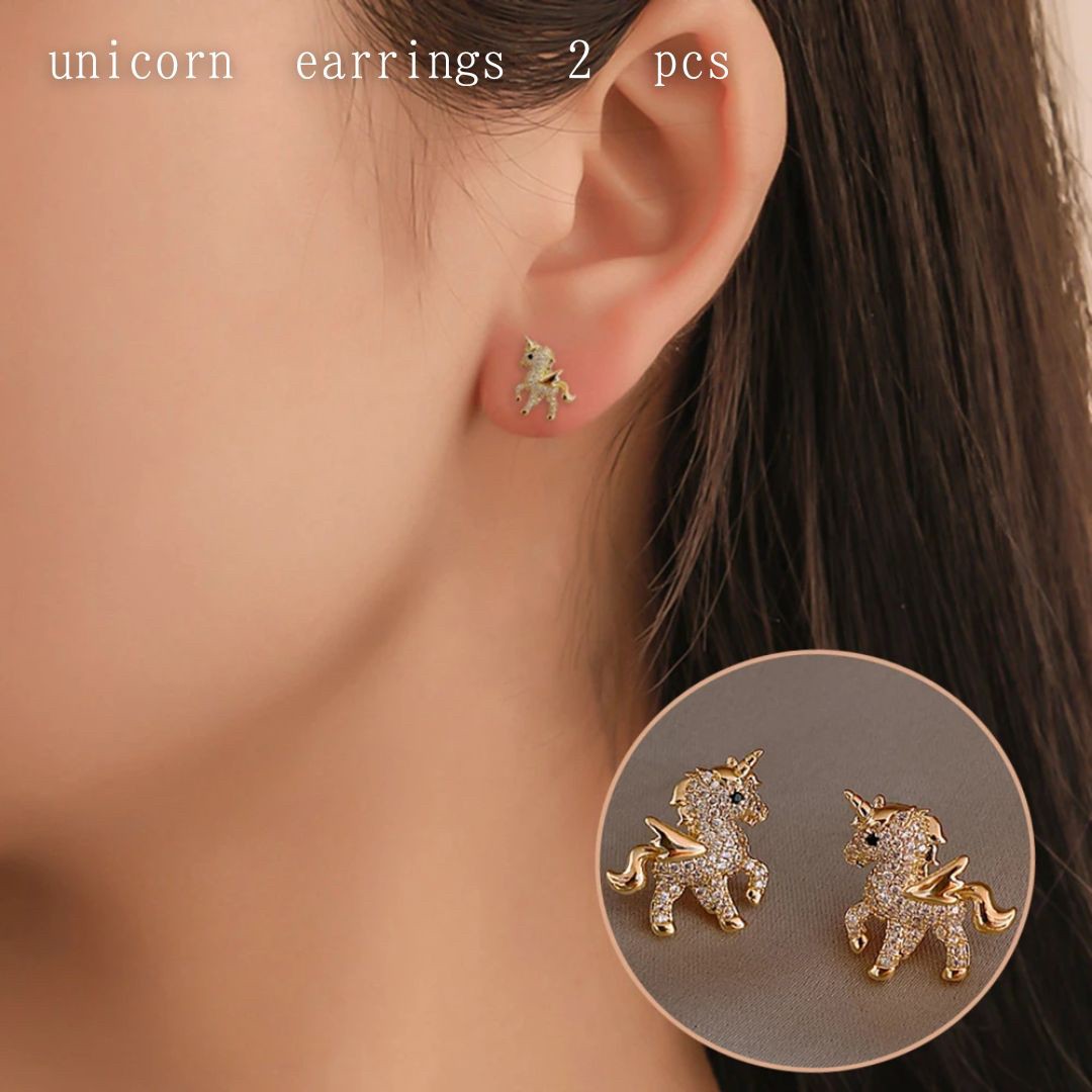 楽天futurshop【在庫限り】【期間限定DEALポイントバック15％】 ピアス ユニコーン unicorn ジルコニア 両耳用 アクセサリー ジュエリー クラブ ジュエル jewel レゲエ CLUB メンズ 男女兼用 HIPHOP ヒップホップ系 ストリート系 B系 ギラギラ 誕生日 キラキラ バー ラッキー 幸運