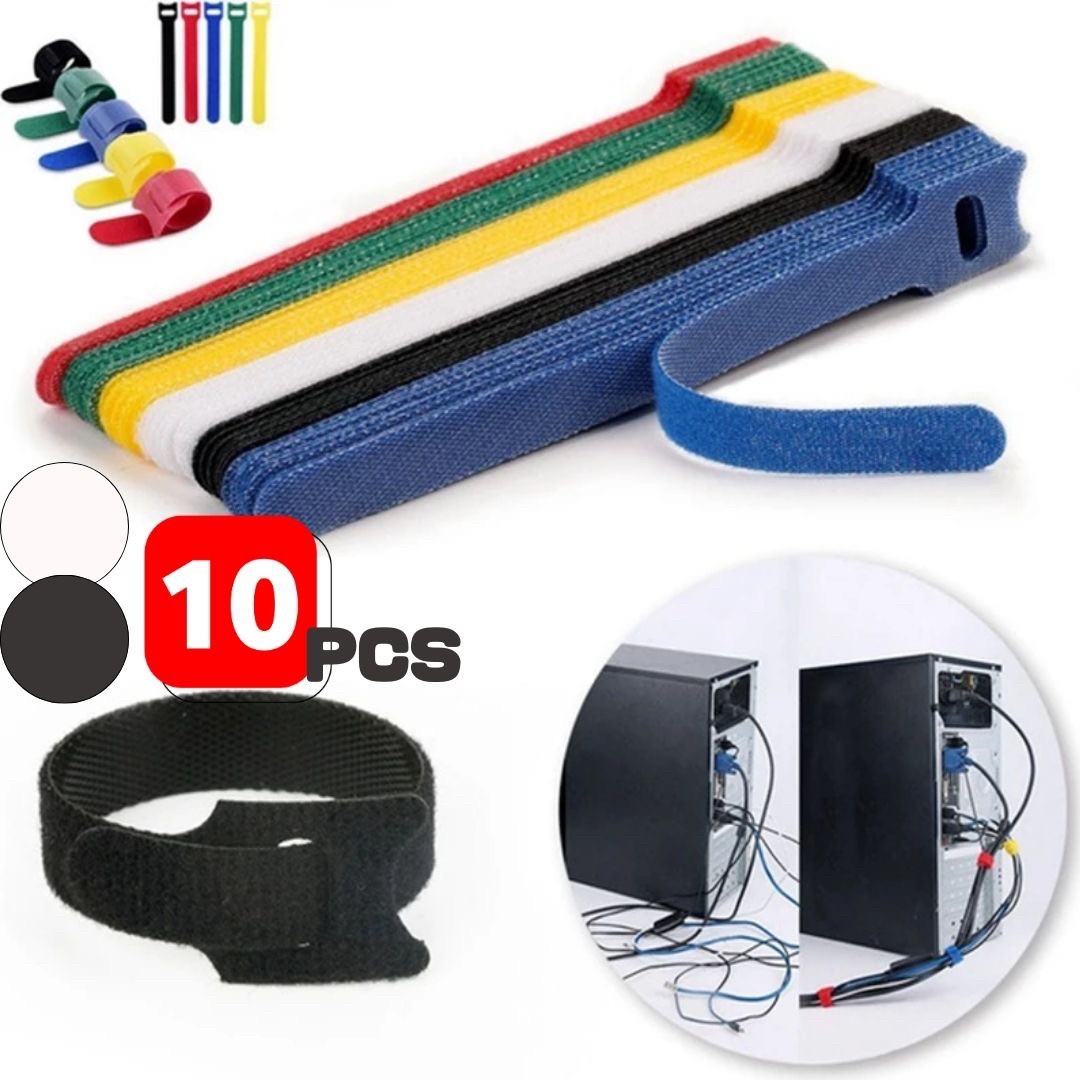 【在庫限り】【期間限定DEALポイントバック15%】【普通郵便発送】 結束バンド マジックテープ 10本セット ブラックorホワイト ケーブル用 多用途 ストラ...