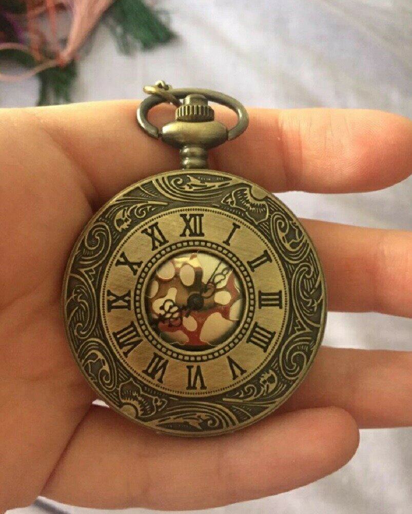 【期間限定DEALポイントバック15％】 クォーツ式 懐中時計 ヴィンテージ ブロンズ チェーン付き 高耐久性 クオーツ ローマ数字 文字盤 メンズ レディース ユニセックス アンティーク クラシック ペンダント おしゃれ 通勤 通学 クリスマス 成人式 記念日