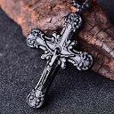 【期間限定DEALポイントバック15%】【普通郵便発送】 ネックレス 黒数珠 ネックレス 和と洋の融合 十字架 キリスト 首輪 紐 アクセサリー お守り 厄除け...