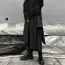 【在庫限り】【期間限定DEALポイントバック15%】 ボトムス ワイドパンツ ガウチョパンツ レイヤード ブラック 韓国ファッション ロング フレア 黒 ブラック モード系 ゴシック ゴスロリ ロリータ 大人かわいい ビッグシルエット フリーサイズ モノクロ 変形 ゆったり