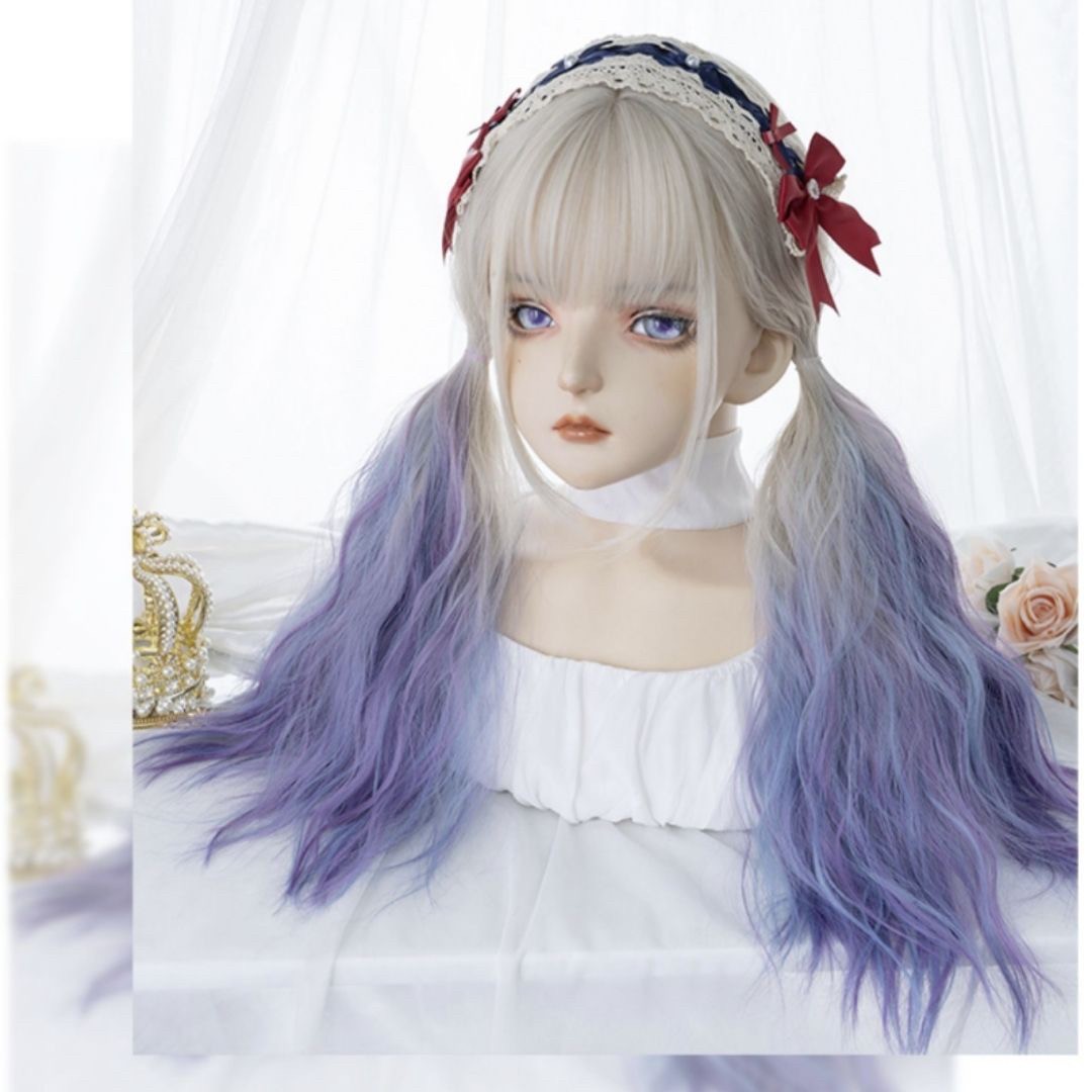 【期間限定DEALポイントバック15%】 【在庫限り】 ウィッグ 王女エルフ ホワイトベージュ グラデーション パープル ロング フルウィッグ ネット付き ヘア ロング 自然 軽量 小顔効果 ナチュラル サラツヤ かわいい 流行り 最新 ベース 病みかわ 夢かわいい ストレート