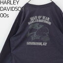 【中古】 ハーレーダビッドソン プリントTシャツ 長袖 00s ネイビー 紺 7760 ユーズド USED 中古 レトロ メンズ レディース 一点物 アメカジ 古着