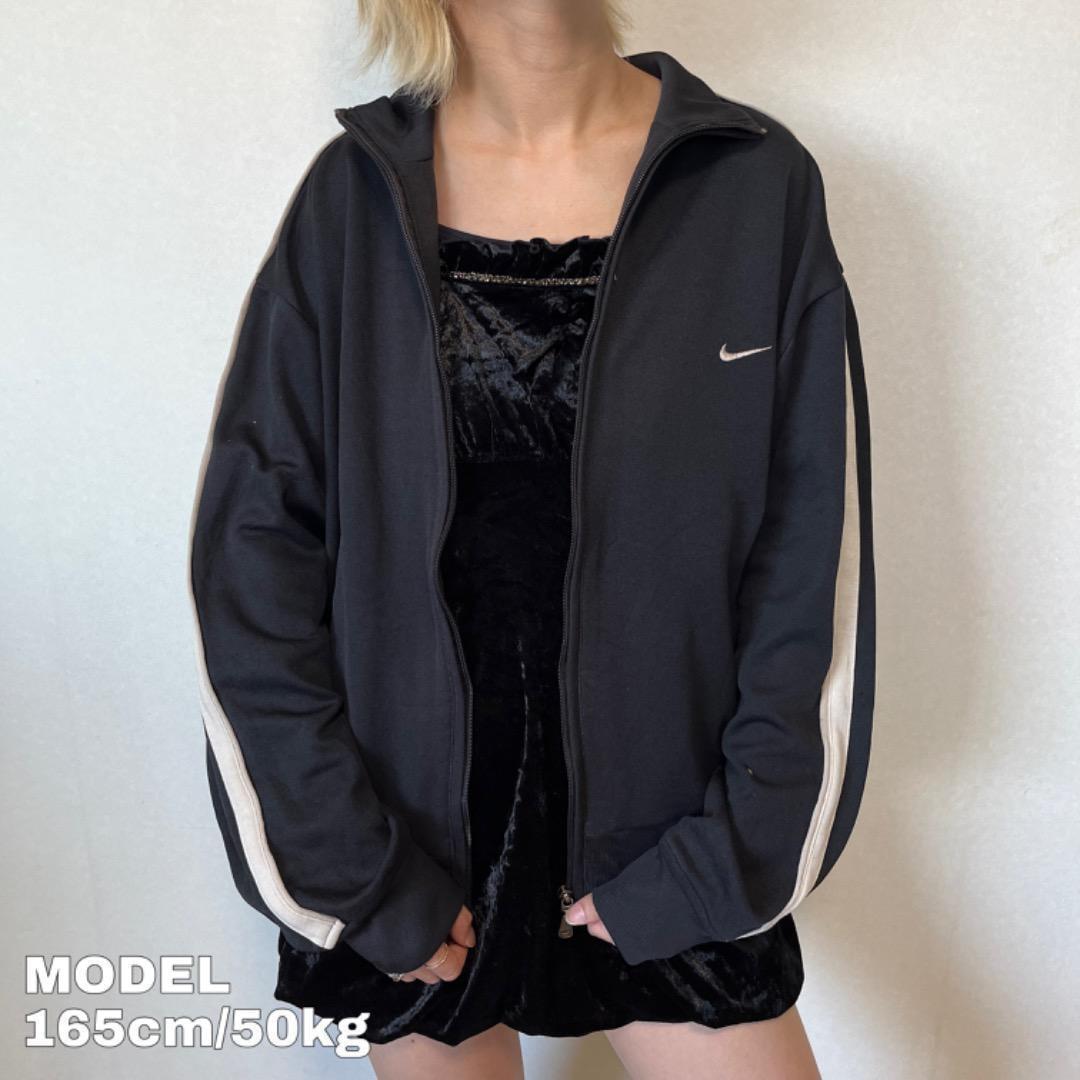【中古】NIKE ナイキ トラックジャケット 刺繍 ブラック 黒 ライン M 10143 ユーズド USED 中古 レトロ メンズ レディース 一点物 アメカジ 古着