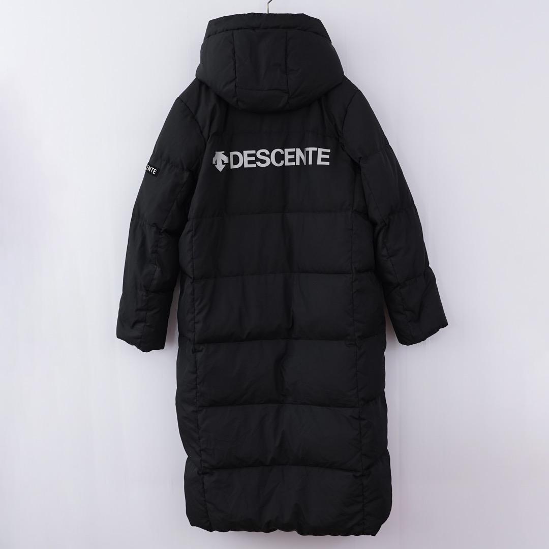 【中古】デサント ダウンジャケット ロング コート ベンチ ロゴ M 黒 12782 ユーズド USED 中古 レトロ メンズ レディース 一点物 アメカジ 古着