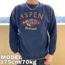 【中古】90s アスペン コロラド アーチロゴ刺繍スウェット M ネイビー紺 ゴールド ユーズド USED 中古 レトロ メンズ レディース 一点物 アメカジ 古着
