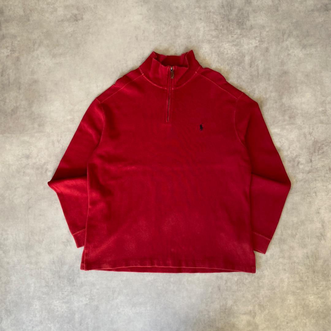 【中古】ポロバイ ラルフローレン ハーフジップニット ポニー刺繍 赤 XL 11816 ユーズド USED 中古 レトロ メンズ レディース 一点物 アメカジ ...