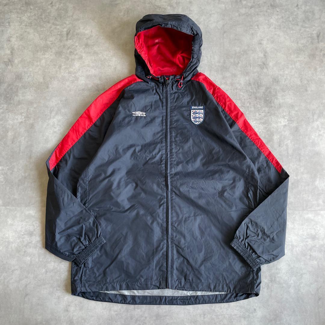 【中古】アンブロ イングランド代表 ナイロンジャケット サッカー 00s XL 紺 赤 ユーズド USED 中古 レトロ メンズ レディース 一点物 アメカジ 古着